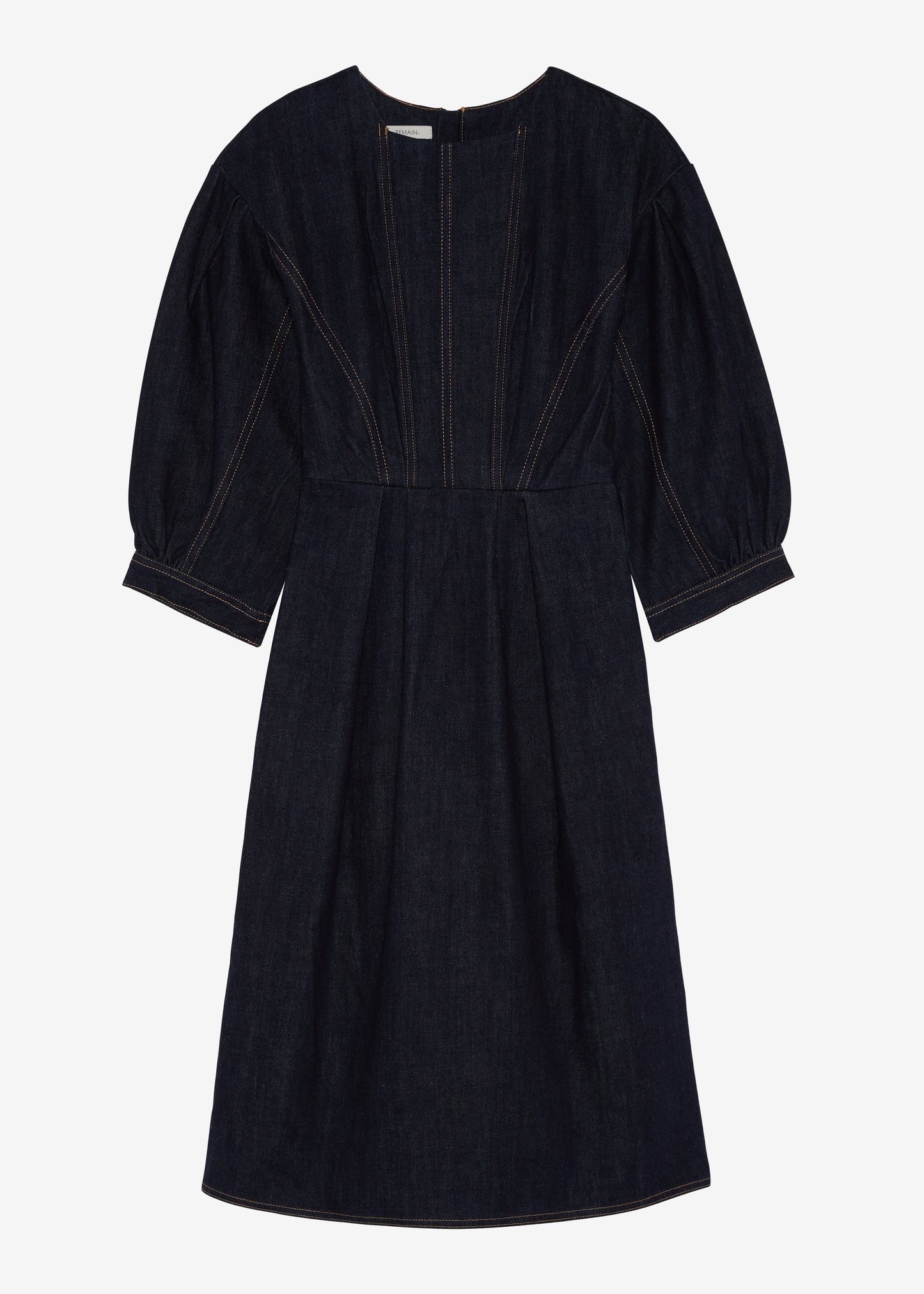 Balloon Sleeves Indigo Denim Dress