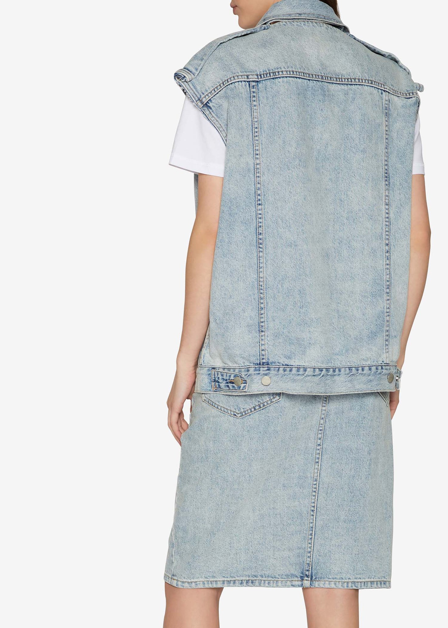Folding Oversized Light Indigo Denim Vest Jacket