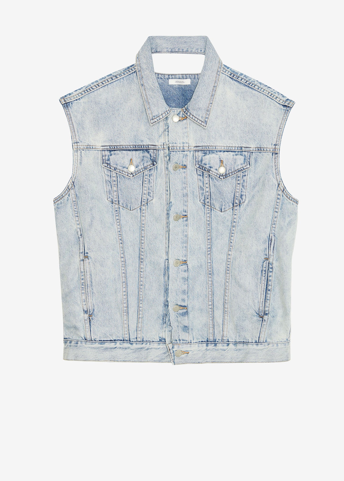 Folding Oversized Light Indigo Denim Vest Jacket
