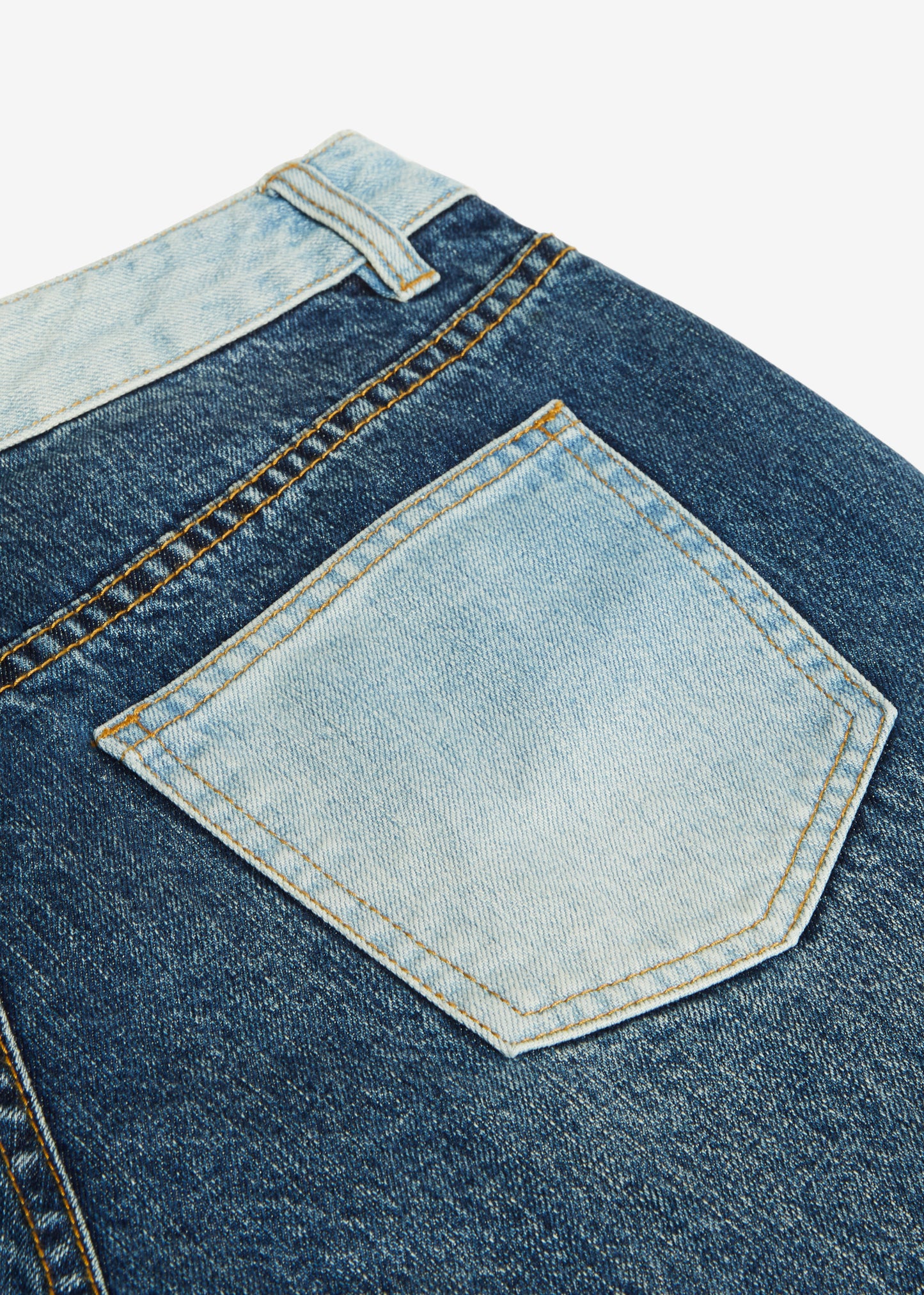Two-tone Indigo Straight Leg Cropped Jeans