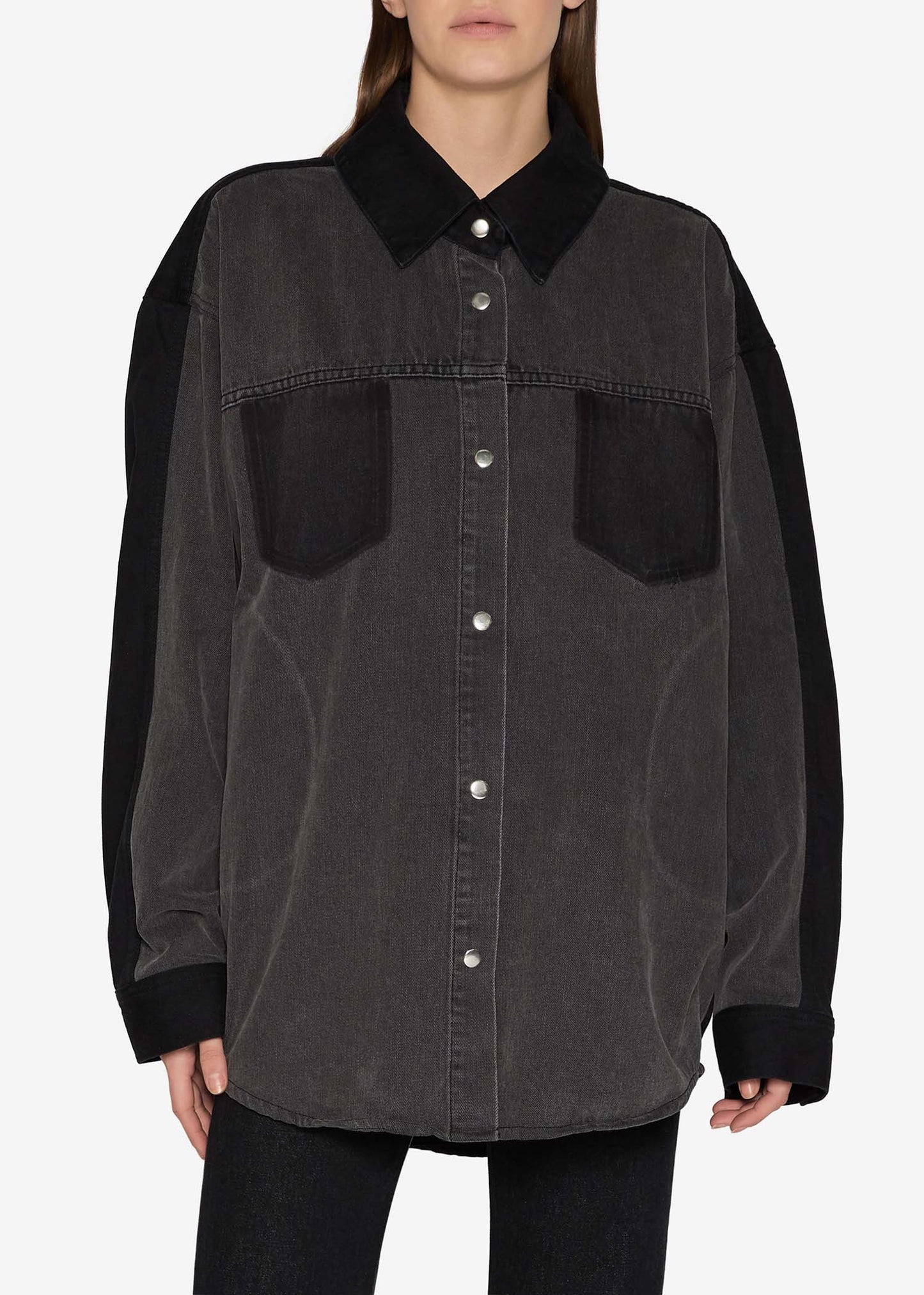 Two Tone Denim Shirt Jacket